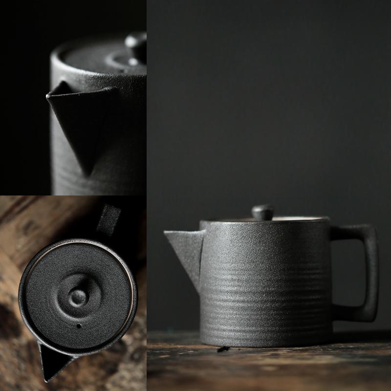 Černé nádobí Keramická čajová konvice Kyusu Porcelánová konvice na pití