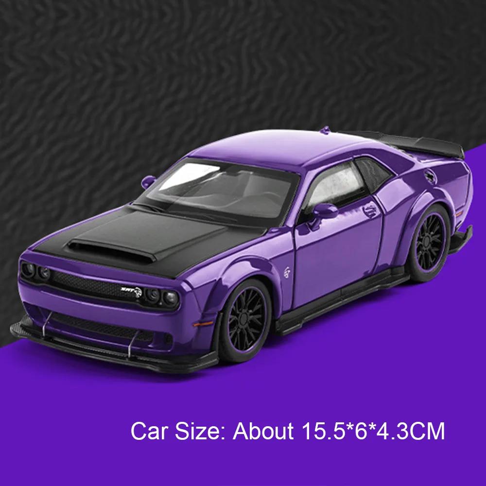 Scale 1:32 Challenger SRT Hellcat Model Car Toy Pull Back Sound Light Alloy Diecast Police Cars Models Kids Collection Gifts
