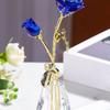 Crystal Rose Sculpture with Vase Collectible Flower Ornament Wedding Anniversary Gift for Home Decoration Accent