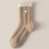 Thick and Warm Mid-calf Plush Socks for Autumn and Winter. Fluffy and Cute Embroidered Heart-shaped Winter Women's Socks