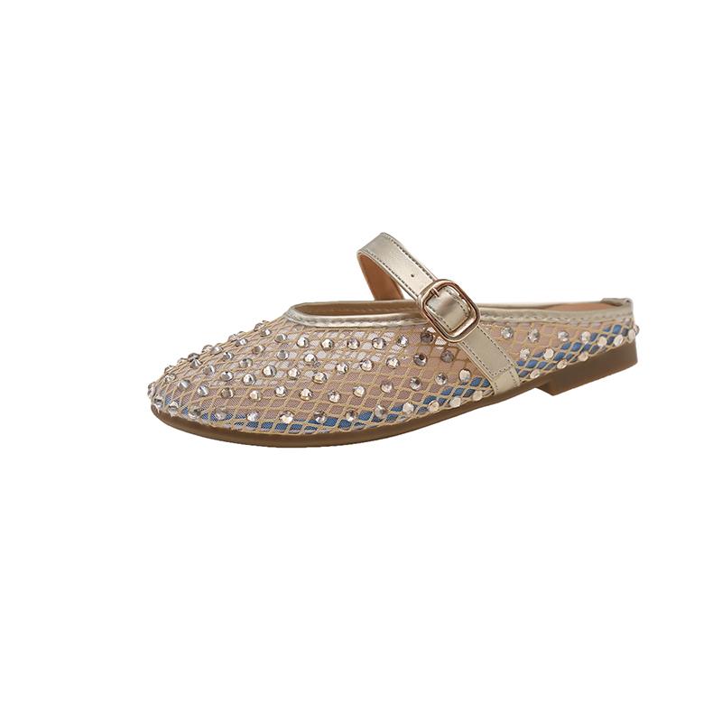 Summer Fishing Net Shoes Women's Breathable Cool Shoes New Temperament Hollow Flat Non-slip Slip-on Single Shoes