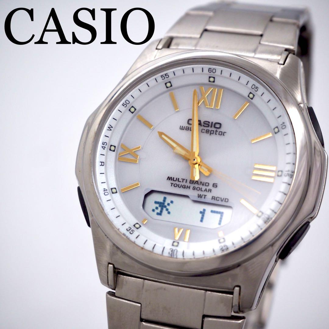 

[USED] 153 CASIO Men s Watch Radio Solar Wave Ceptor Ana-Digi