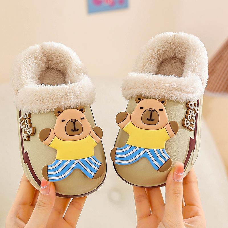 New EVA Boys' Cotton Slippers Cartoon Cute Thickened Warm Removable Cotton Slippers Girls' Baby Cotton Shoes