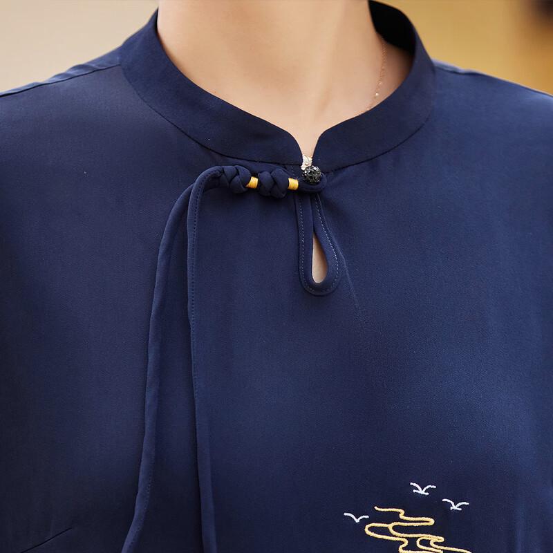 Pasiter Mid-Aged Women's New Chinese Style Embroidered Qipao Dress