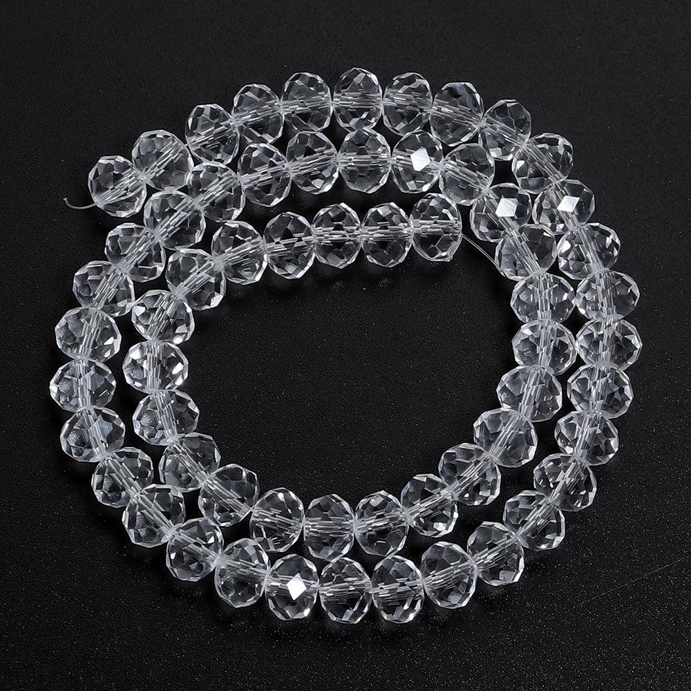 3 4 6 8 10mm Faceted Crystal Beads Transparent Rondelle Glass Loose Beads For Jewelry Making DIY Bracelet Necklace Accessories