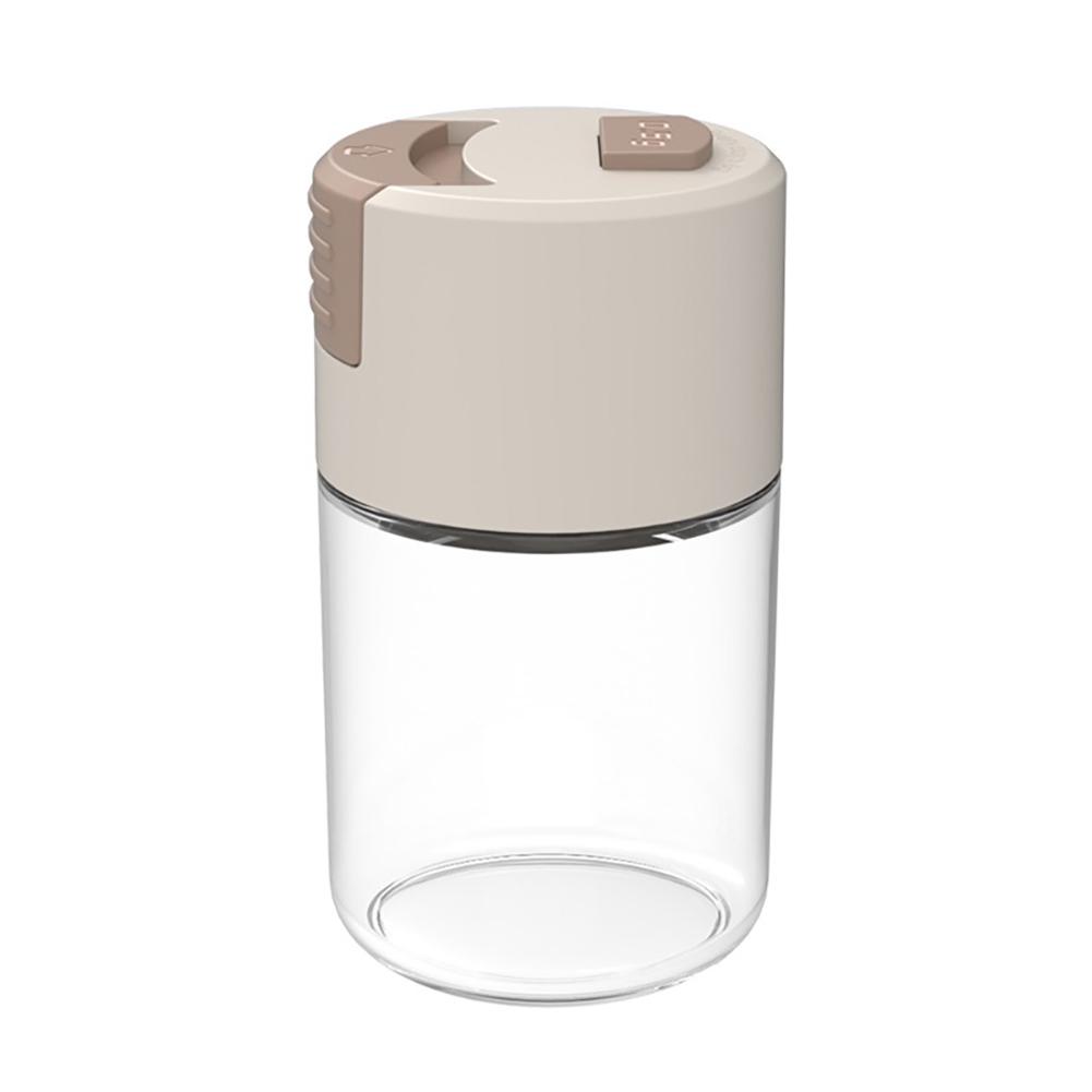100ml Glass Seasoning Bottle Press Type Quantitative Seasoning Jar Container Kitchen Accessories beige