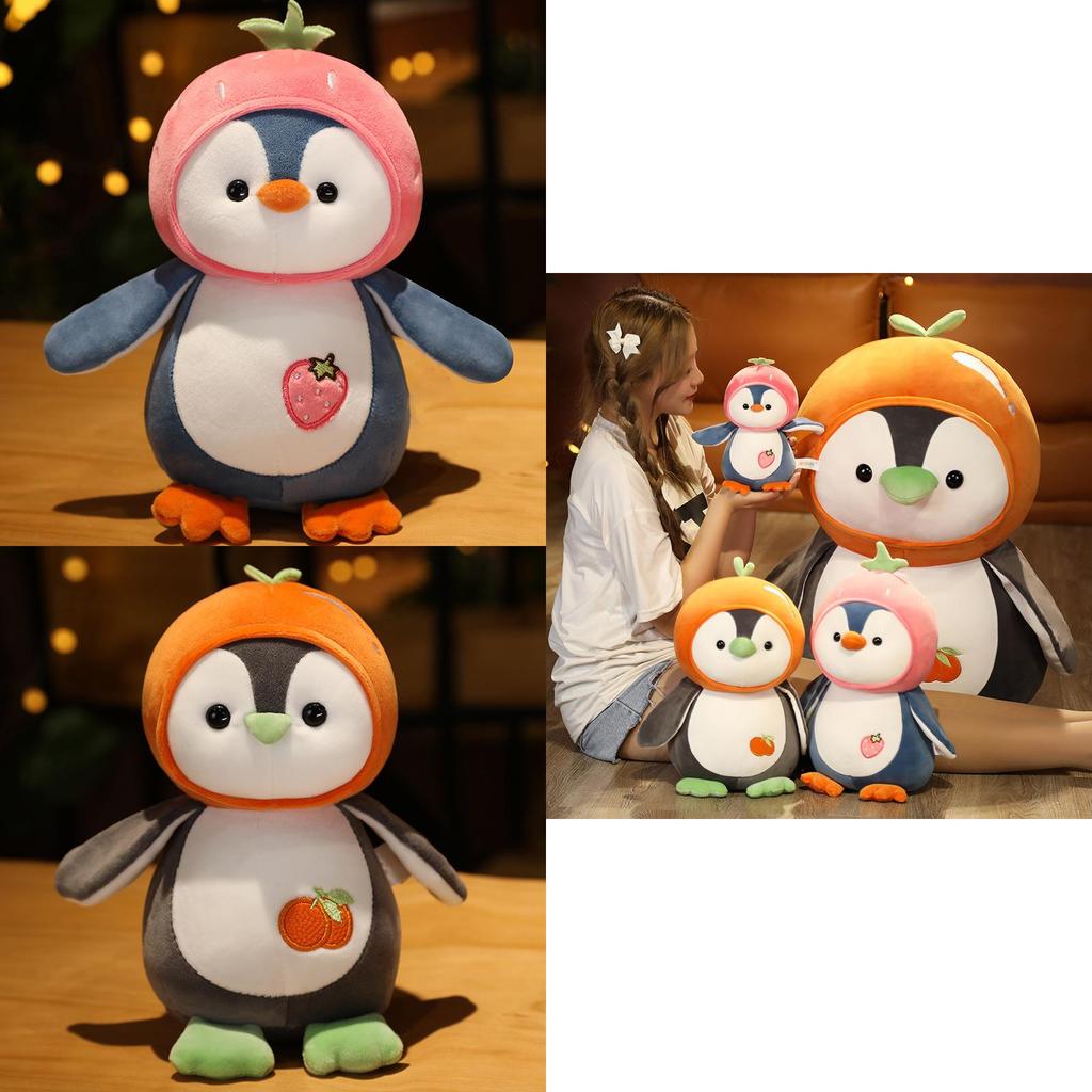 Cute Fruit Penguin Plush Toy Animal Zoo Couple Penguin Doll Baby Sleep Soothing Rag Doll 25cm 40cm 70cm 90cm