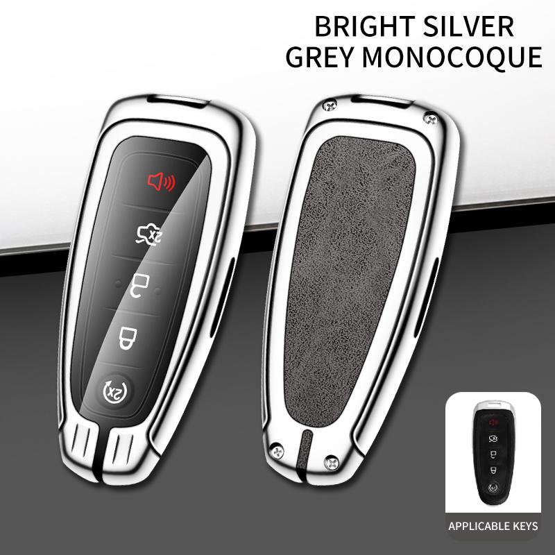 Leather Car Metal Key Case Cover for Ford Explorer Edge Escape Flex Taurus 2011 2012 2013 2014 2015 Keychain Accessories