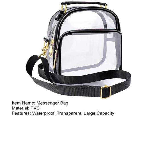 Clear Bag Adjustable Shoulder Straps Large Capacity Waterproof Dustproof Zipper Closure Daily