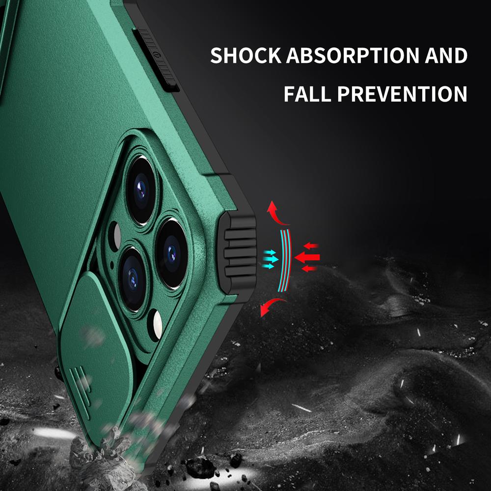 Armor Shockproof Slide Lens Camera Case for Iphone 14 Plus 14 13 12 11 Pro Max XS XR Kickstand Holder Cover Hard Shell