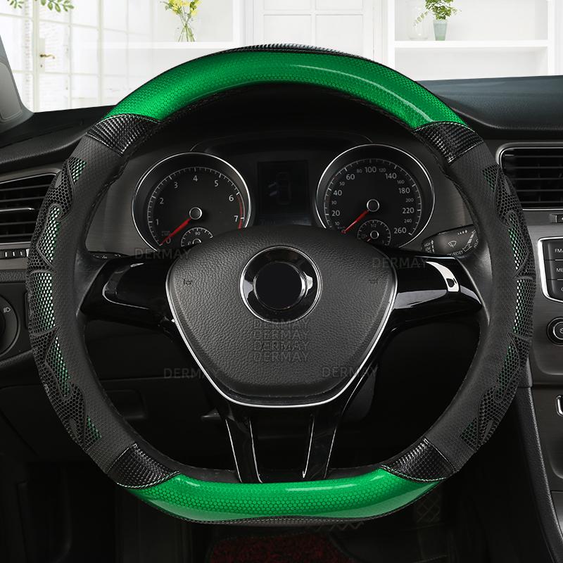 Osłona kierownicy samochodu skóra z włókna węglowego dla Nissan Qashqai J11 Nissan x-trail T32 Golf 7 Tiguan Kia Optima