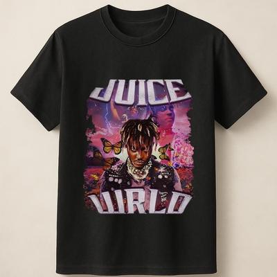 Juice WRLD Colorful Portrait With Butterflies Graphic Unisex T Shirt Unisex T-Shirt