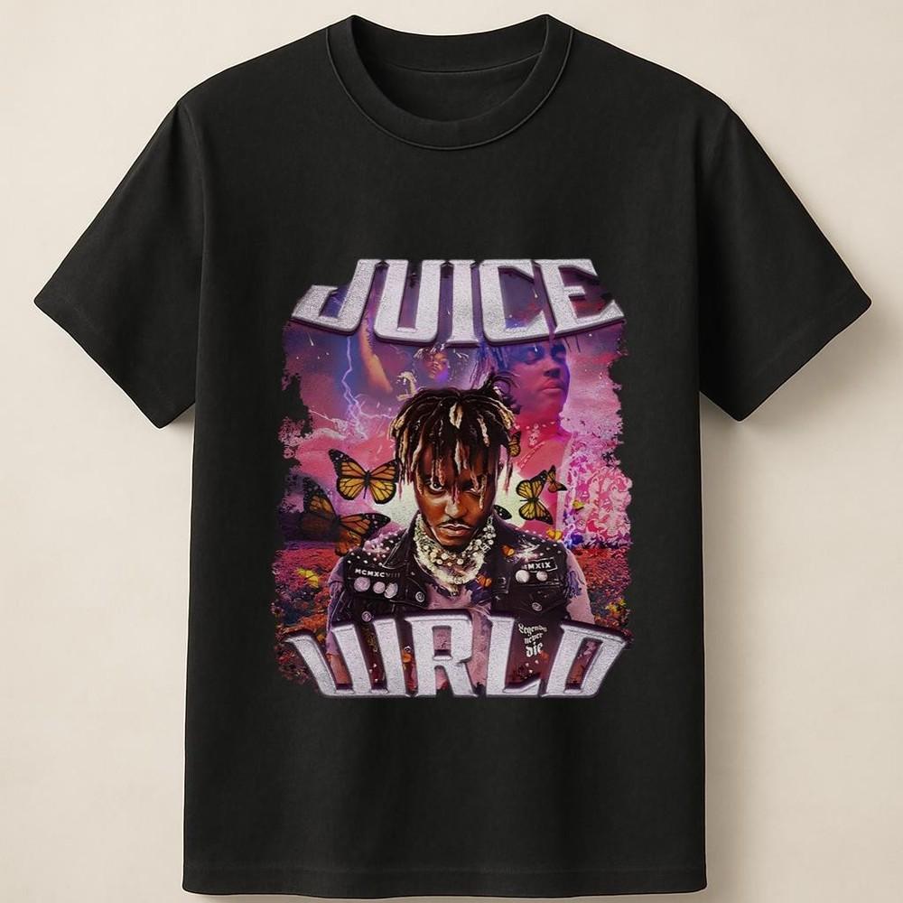 Juice WRLD Colorful Portrait With Butterflies Graphic Unisex T Shirt Unisex T-Shirt S