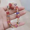 Natural Strawberry Crystal Bracelets For Women Light Luxury Pink String Beaded Elastic Bangles Party Jewelry Gift