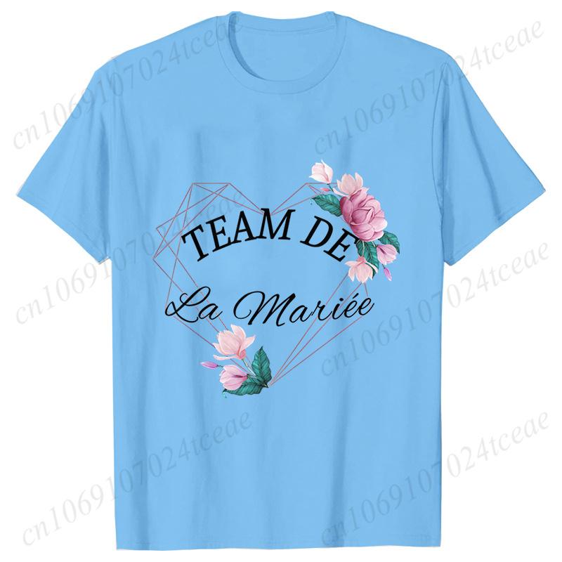 French Team Bride Squad T-shirt Flower Graphic Bridal Shower Wedding Tops Women Bachelorette EVJF Party Blouses Bridesmaid Tees