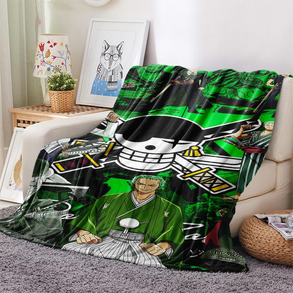 1PC Roronoa Zoro Patterned Flannel Blanket Suitable For All Seasons For Home Decor Warmth And Comfort Gifts Holiday Present