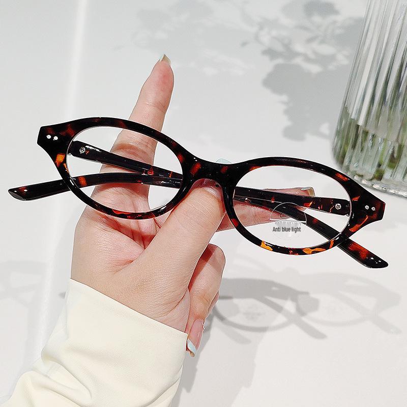 Retro Oval Women s No-Makeup Eyeglasses Frame - Anti-Blue Light, Ultra-Light, Internet Celebrity Style, Plano Lenses with High-End Feel