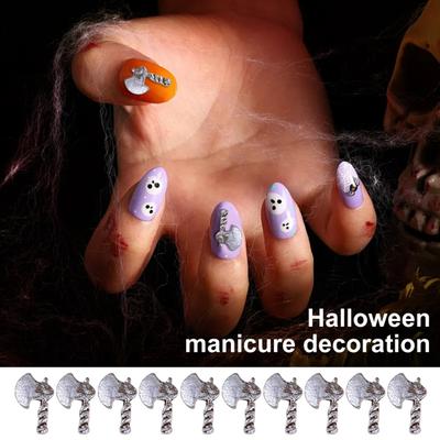 10 szt. Halloween czaszka krzyż 3D metalowe ozdoby do paznokci gotycki punk styl ozdoby do paznokci akcesoria do majsterkowania manicure