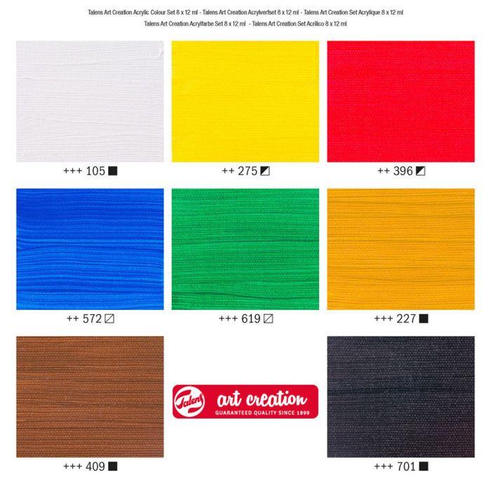Peinture acrylique - Art Creation - 8 tubes - 12 ml - Multicolore - Finition Mat