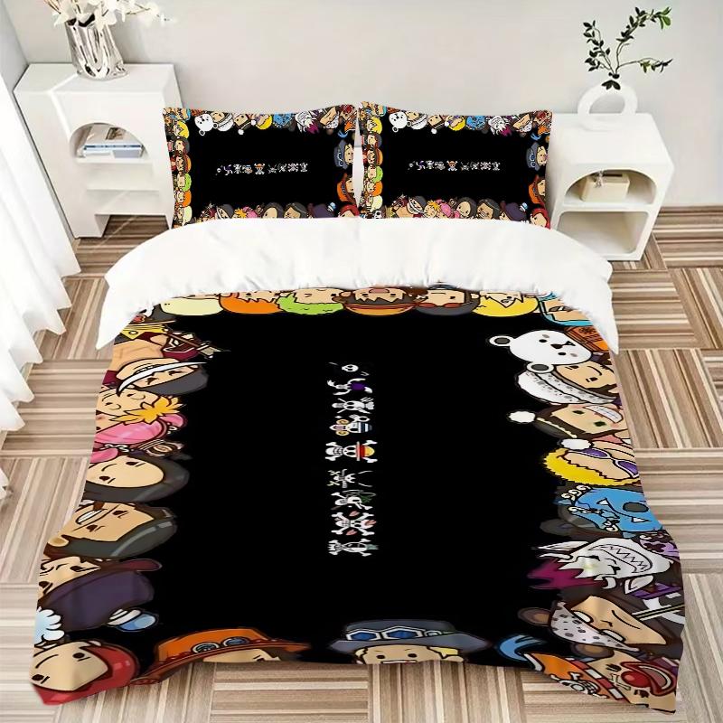Cartoon Characters Border Printed 3pcs Bedding Set Soft Microfiber 1 Duvet Cover And 2 Pillowcases Home Bedroom Decor Xmas Gift K1148
