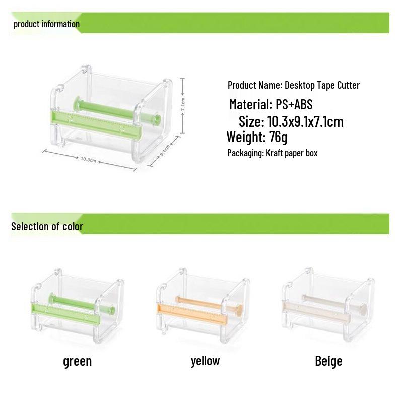 Washi Tape Cutter & Storage: Transparent Office Stationery Dispenser & Holder