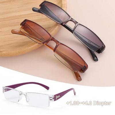 1 Stück Lesebrille mit halbem Rahmen für Damen/Herren, ältere Mode, Altersweitsichtigkeit Brille, tragbar, hochauflösende Sehhilfe +1.0~+4.0