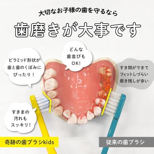 Miracle Oral Care Kid's Miracle Toothbrush (For Baby Teeth and Finishing Brushing) Children's Regular Pyramid Shape Pink White Yellow 3-Piece Set