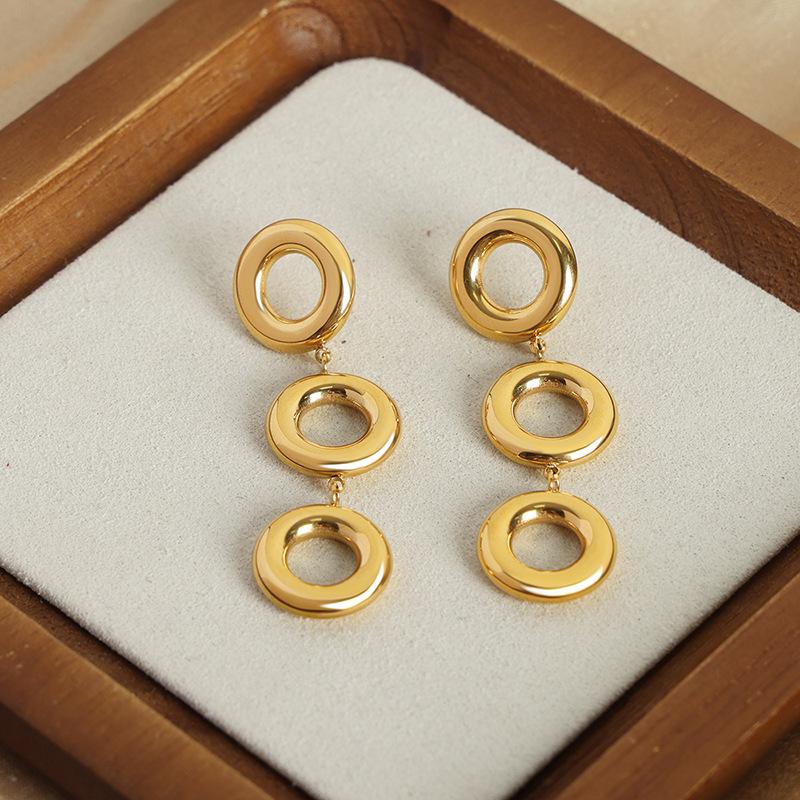 Modern Geometric Gold-Plated Titanium Steel Bracelet & Earring Set