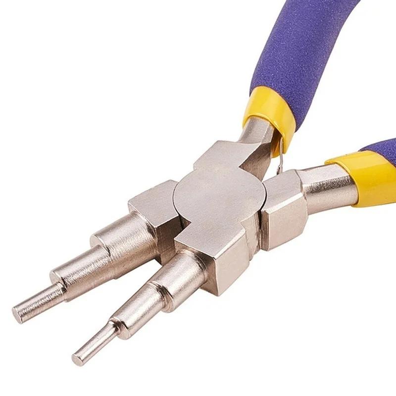 6-in-1 Rundzangen aus Kohlenstoffstahl Schmuckzangen Ösenbiegezange DIY Handwerkzeug Metall Karabinerverschluss Ohrhaken Sechsteilig