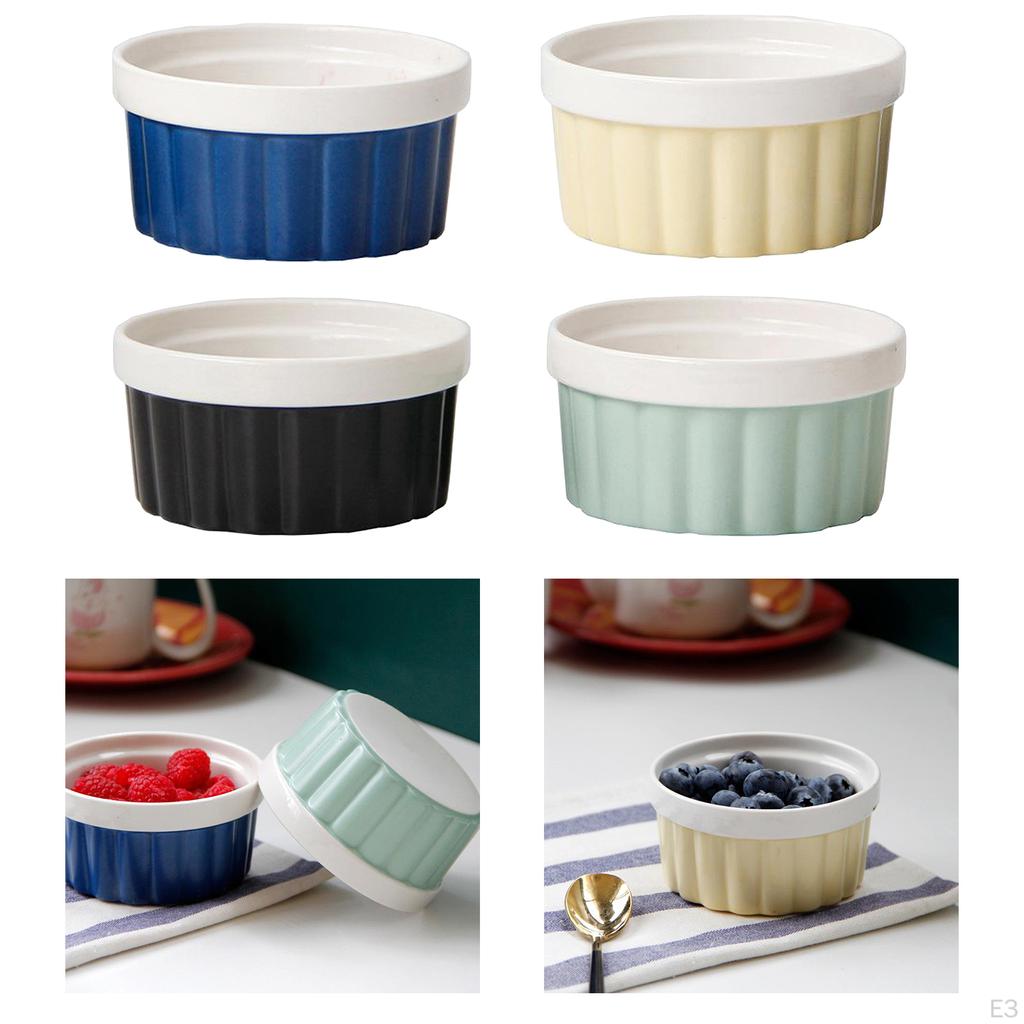 Ramekin din ceramică de 250 ml, plăci pentru coacere, boluri de porțelan pentru copt desert, vase pentru sufle,