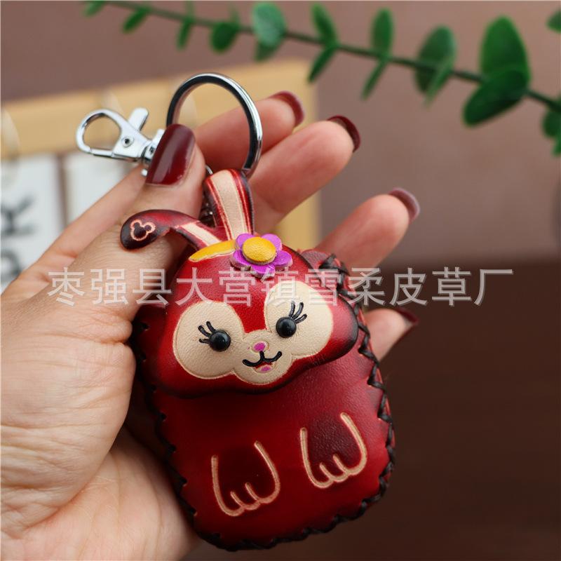 Borsa Portacarte Controllo Accessi Koala in Pelle di Mucca Primo Strato, Ciondolo Portachiavi, Custodia Auricolari, Fibbia Carina alla Moda, Portacarte a Goccia d'Acqua.