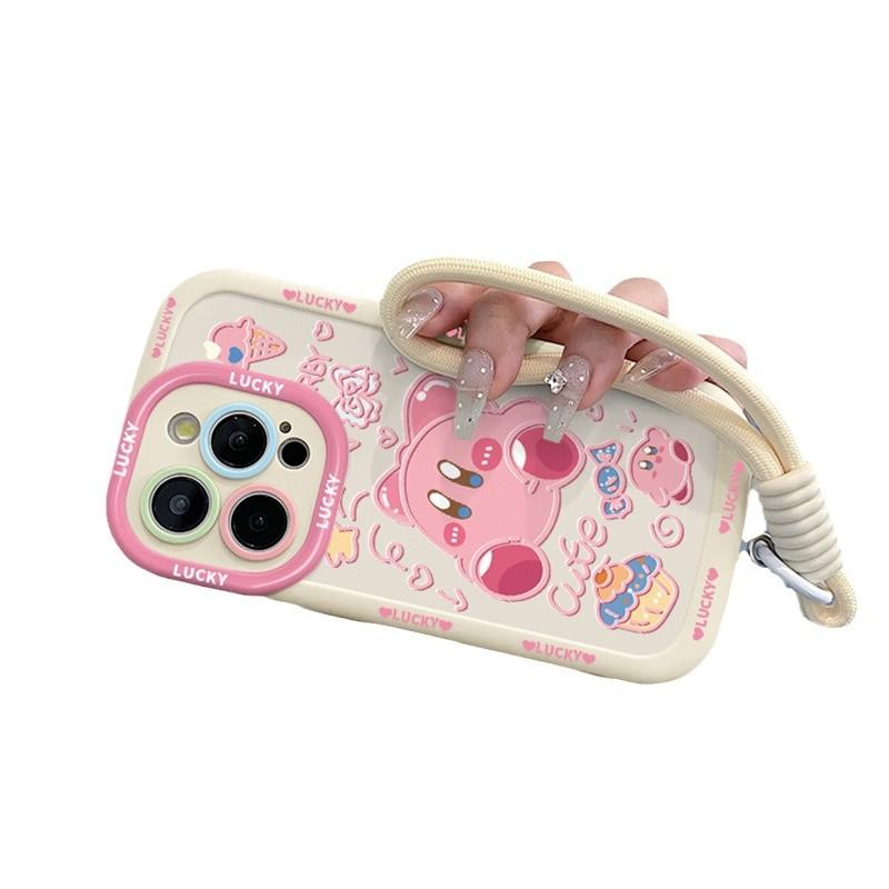 Fun and Cute Kirby for Apple 17promax Phone Case for IPhone15pro with Lanyard 14 New