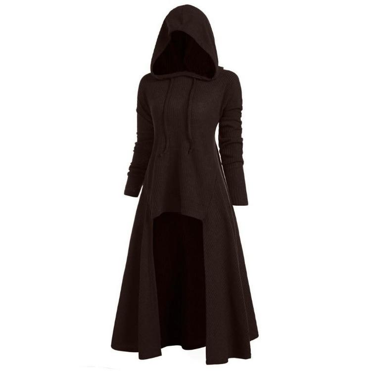 Top a mantella in maglia con cappuccio Retro Manica lunga Taglie forti Moda Abbigliamento Donna