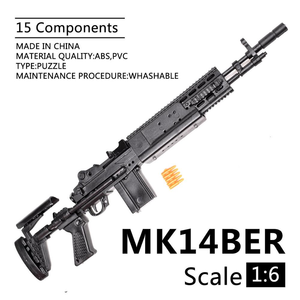 1/6 Scale US Army Military Weapon M82A1 Sniper Rifle M134 M14 M16 Police Soldier SWAT Action Figure Assemble Model Guns Toys