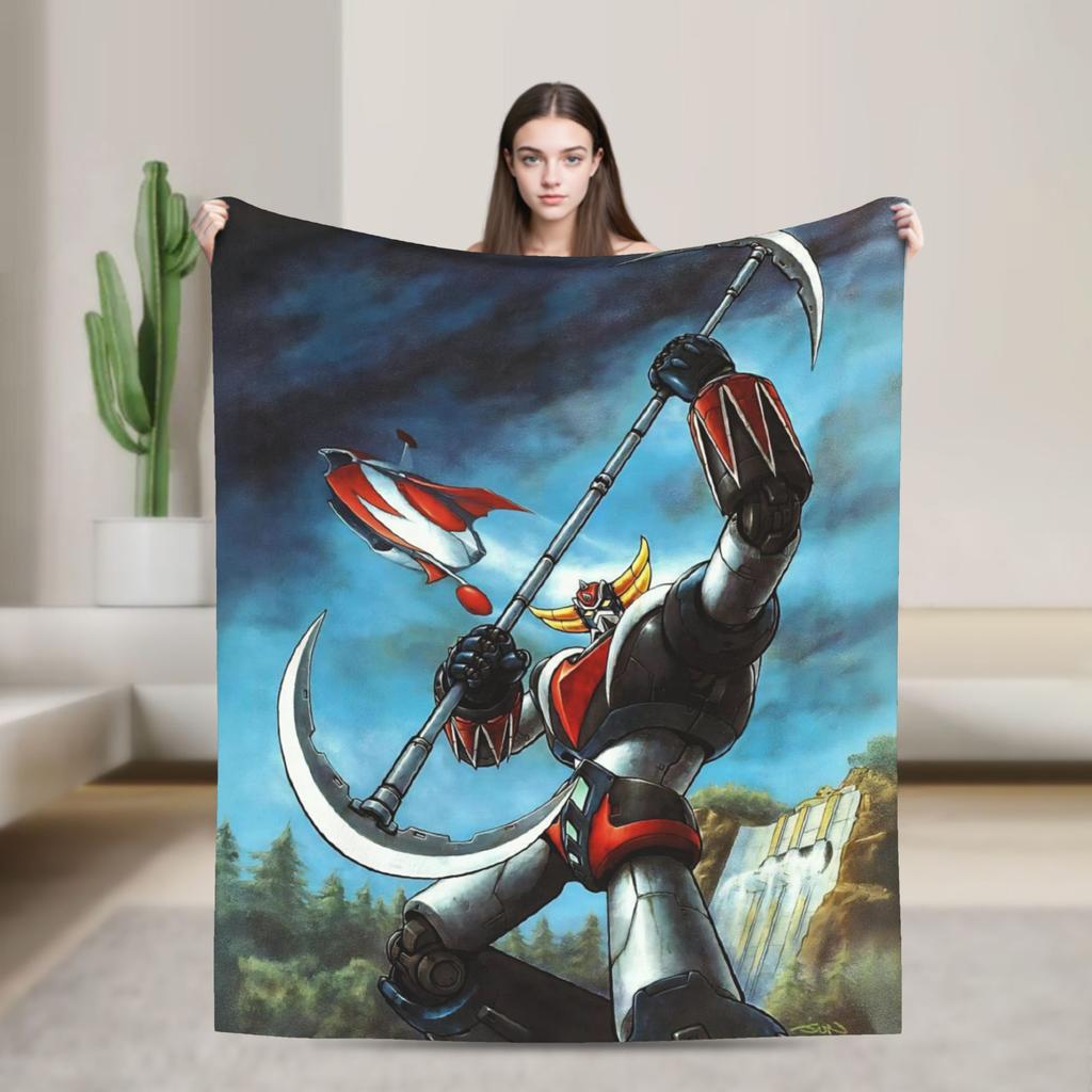 UFO Robot Grendizers Goldorak Blankets Japan Anime Fleece Funny Warm Throw Blankets for Home Restaurant Winter Car