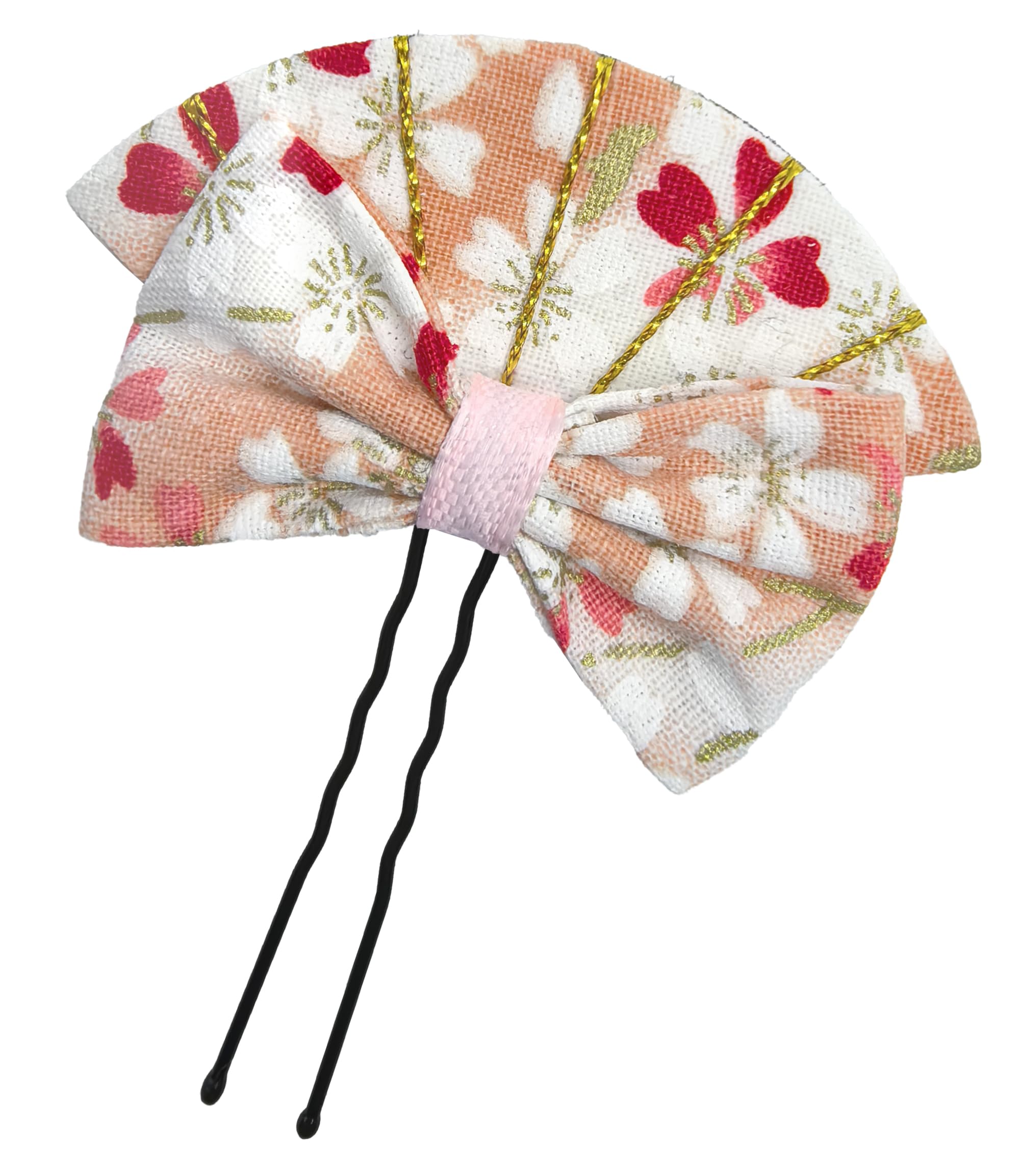 

JZOON Hair Handmade with a Cherry Blossom Ribbon and Perfect for and Shichi-Go-San Ornament, Pink, Design, Tsumami-Zaiku Bow, Coming-of-Age розовый