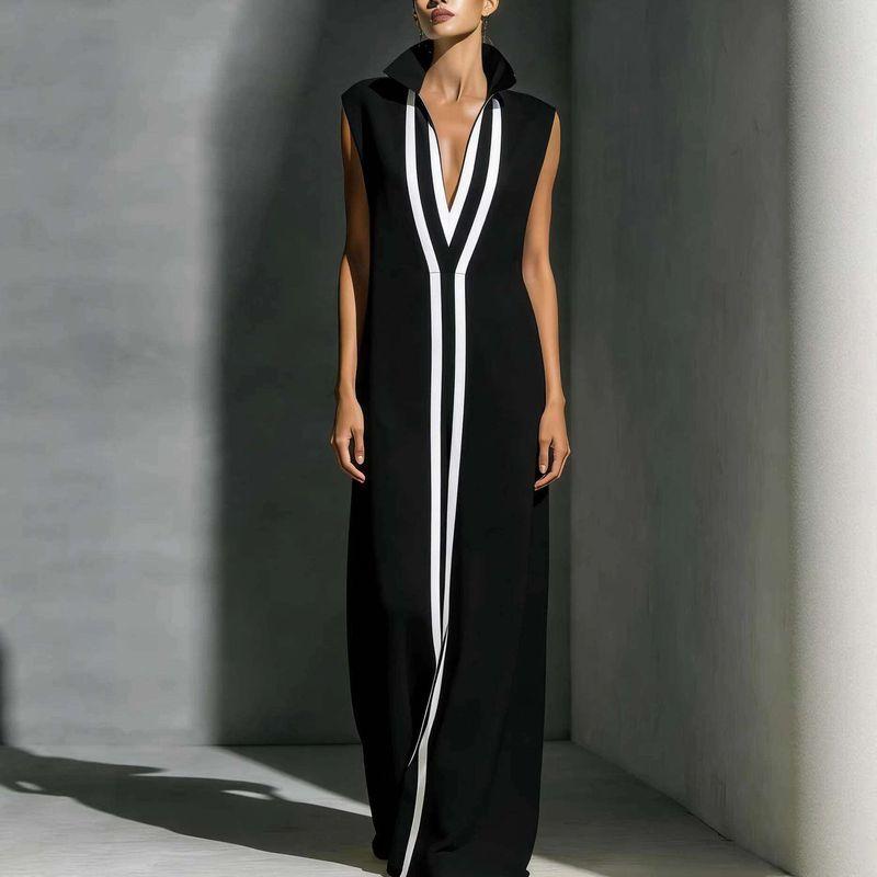 Summer New Sleeveless Slim Fit Stand up Collar Dress