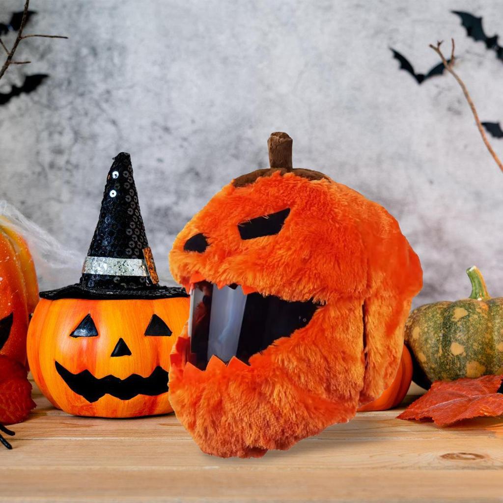 Cartoon-Plüsch Halloween Kürbis Motorradhelm-Abdeckung, Lustige Schutzkappe für Weihnachts-Motorradzubehör