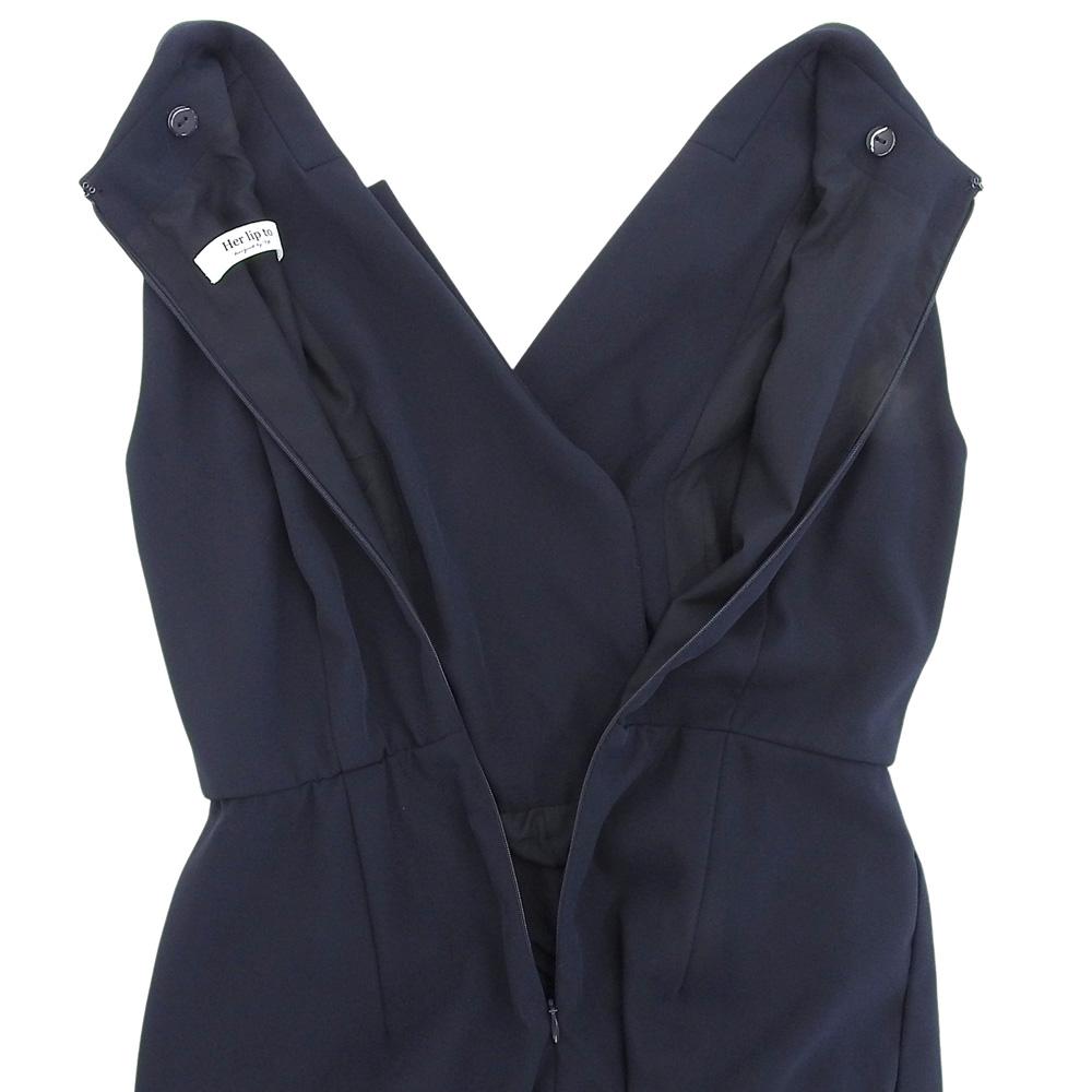 Her Lip To Excellent Condition Louvre Ribbon Jumpsuit, Women's, Navy, Size S Dress S NavyUsed