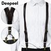 25mm Retro Hosenträger Herren PU-Leder Man Hosenträger mit 4 Clips Y-Typ Verstellbar Breiter Träger Geschirr Jockstrap Hosenträger für Hosen