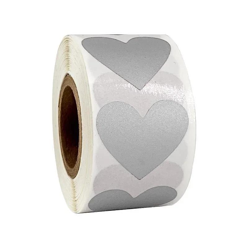 300 Sheets/roll of Heart-shaped Scratch Labels Rose Gold Kawaii School Stickers Thank You Cards for Package Stationery DIY