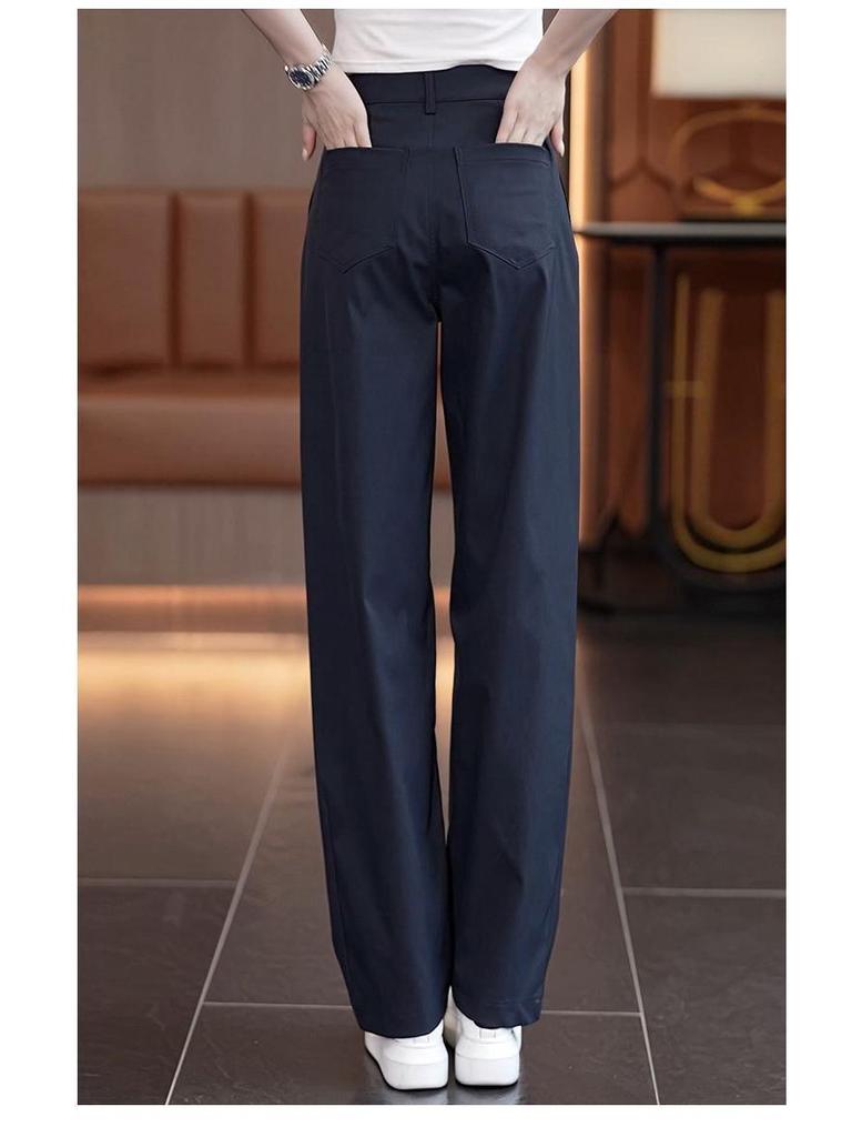 Women's Retro Casual Wide-Leg Cargo Pants - 2026 Spring/Autumn High-Waisted, Slimming, Floor-Length Banana Pants