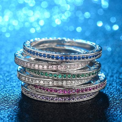 Europäische und amerikanische beliebte Silberringe mit glänzenden Herz-Set-Diamant-Tropfenringen, vielseitige Emaillierte Hochzeits-Diamantringe