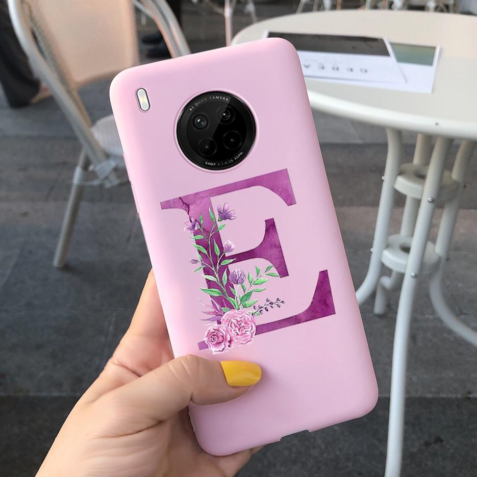 For Huawei Y9a 2020 Case 6.63'' Cute 26 Letters Cover Case For Huawei Y9a Y 9a Soft TPU Fundas HuaweiY9a Shockproof Phone Bumper