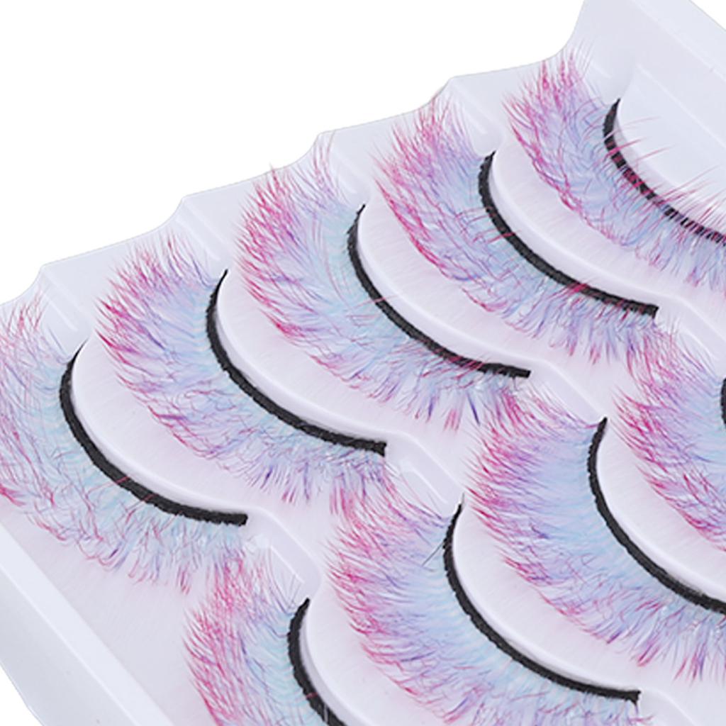 5pcs Colorful Eyelashes Dramatic Gradient Color False Eyelashes   3D  Ing Fake Eyelashes