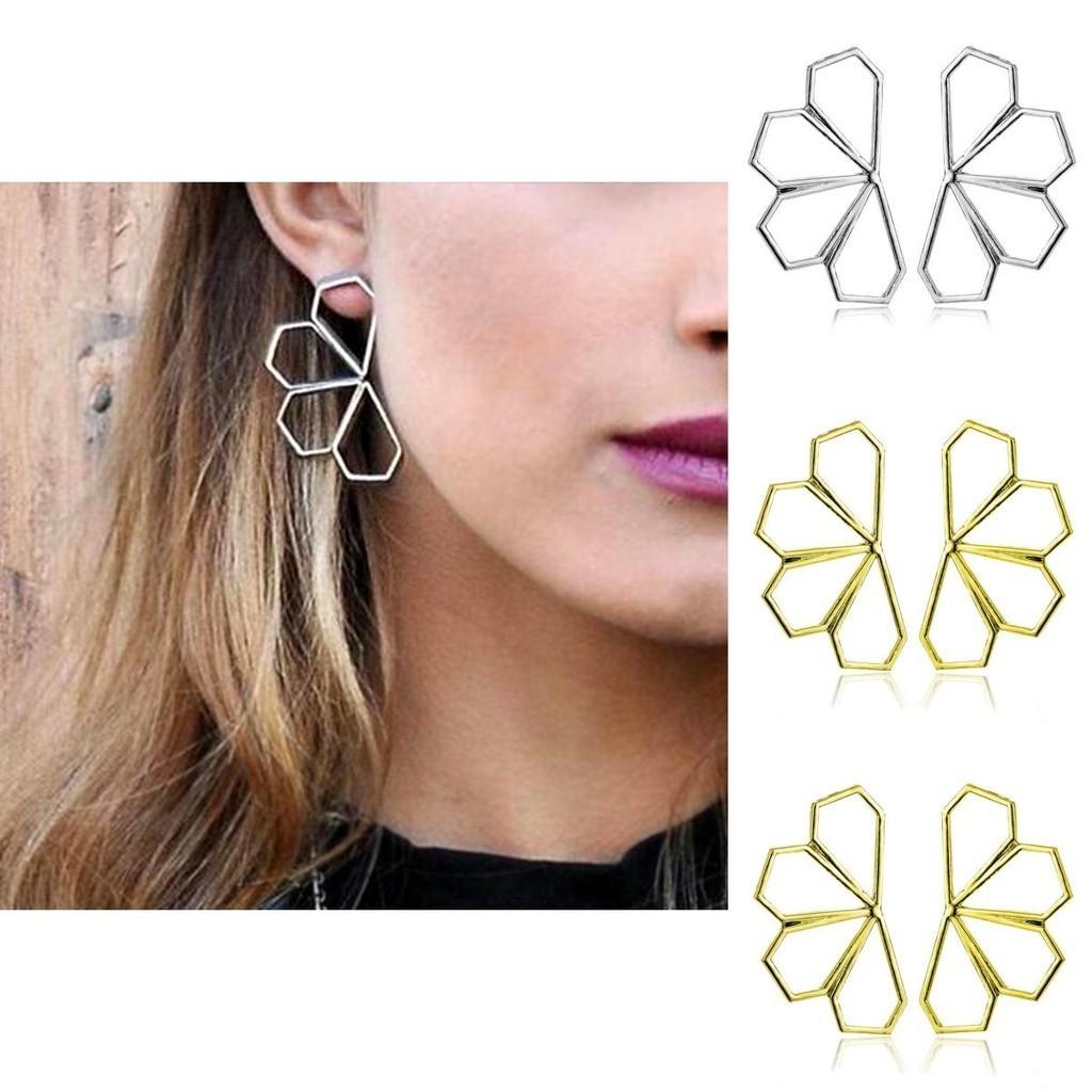 Trendy Geometric Hollow Earrings Alloy Material Fashion Jewelry Women For