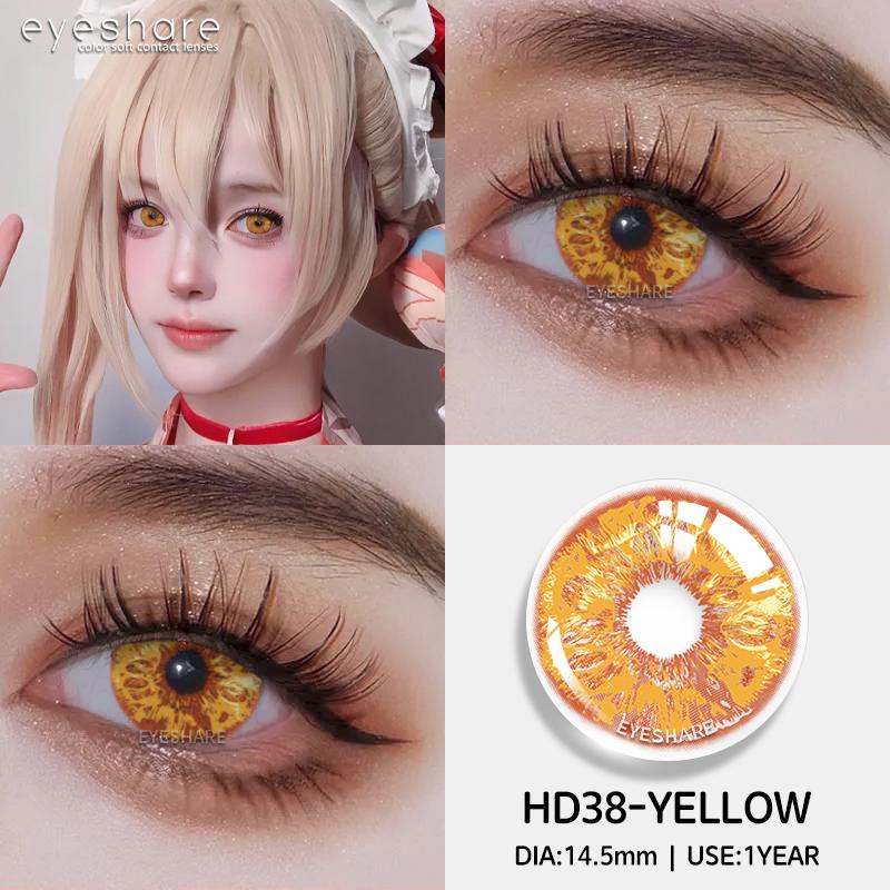 Eyeshare 1 Pair Cosplay Contact Lenses for Eyes Colorful Yellow Anime Lenses for Cosplay Halloween Cosmetics Pupils