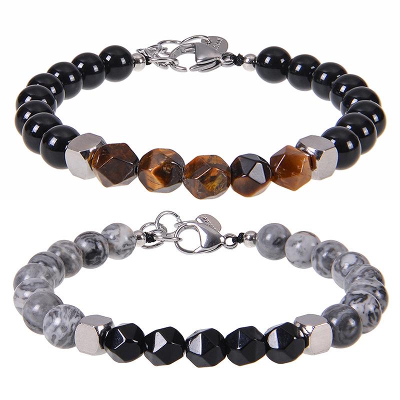 

Men s Stainless Steel & Tiger Eye Beaded Adjustable Bracelet
