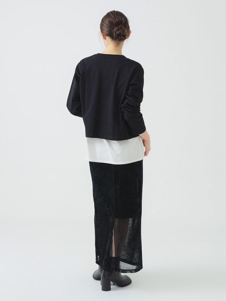 B:MING LIFE STORE by BEAMS Women's Gymphlex Cotton Long Sleeve Short Tee Cardigan, Black, Size 14