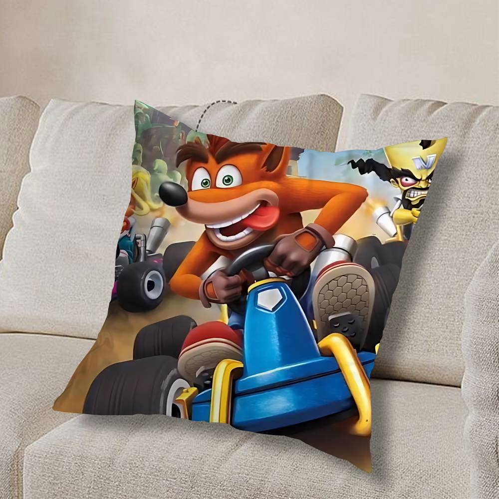 Federa Cuscino Quadrata Stampa Double-Sided Peluche Corto Copricuscino per Divano Camera da Letto Comodino Arte Dispettosa di Crash Bandicoot